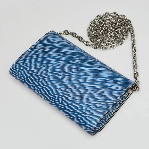 Louis Vuitton Blue Denim Pins Epi Leather Twist Wallet on Chain Bag - Picture 3 of 12